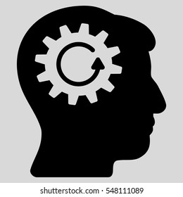 Head Gear Rotation vector pictograph. Style is flat graphic symbol, black color, light gray background.