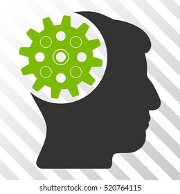 Head Gear vector icon. Illustration style is flat iconic bicolor eco green and gray symbol on a hatch transparent background.