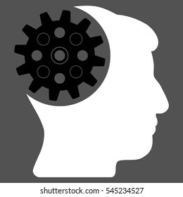Head Gear vector pictograph. Style is flat graphic bicolor symbol, black and white colors, gray background.