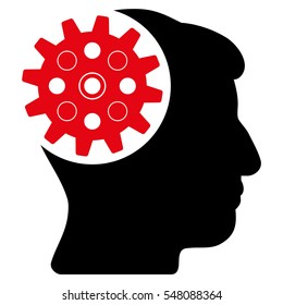 Head Gear vector pictograph. Style is flat graphic bicolor symbol, intensive red and black colors, white background.