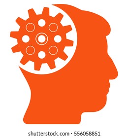 Head Gear vector pictograph. Style is flat graphic symbol, orange color, white background.