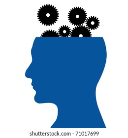 Head and gear wheel on a white background