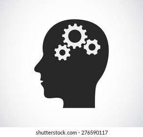 head with gears concept icon
