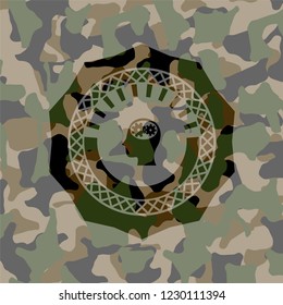 head with gears inside icon inside camo texture
