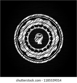 head with gears inside icon with chalkboard texture