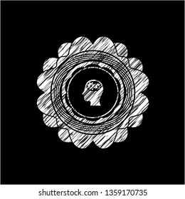 head with gears inside icon with chalkboard texture