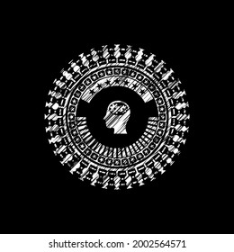 head with gears inside icon with chalkboard texture. 