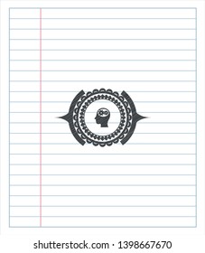 head with gears inside icon drawn in pencil. Vector Illustration. Detailed.
