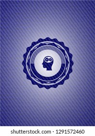 head with gears inside icon inside emblem with jean high quality background
