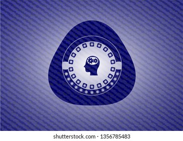 head with gears inside icon inside emblem with jean high quality background