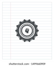 head with gears inside icon emblem with pencil effect. Vector Illustration. Detailed.