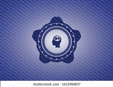 head with gears inside icon inside emblem with jean high quality background