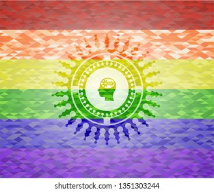 head with gears inside icon inside lgbt colors emblem 