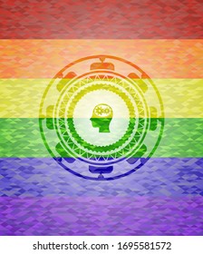 cabezal con los engranajes dentro del icono de color lgbt emblema 