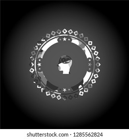 head with gears inside icon on grey camo pattern