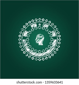 head with gears inside icon on chalkboard