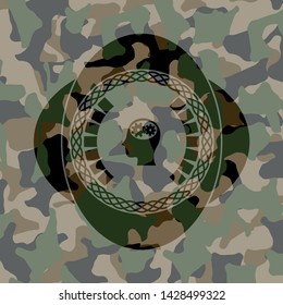 head with gears inside icon on camouflage pattern