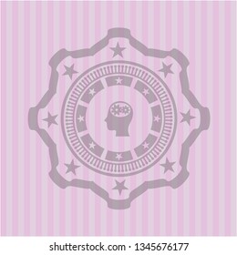 head with gears inside icon inside pink icon or emblem