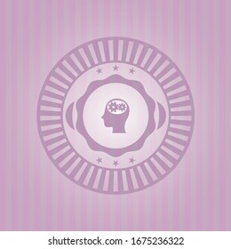 head with gears inside icon inside pink icon or emblem