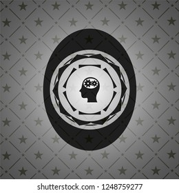 head with gears inside icon inside realistic black emblem