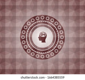 cabezal con un icono dentro del símbolo de patrón geométrico rojo. Sin inconvenientes.
