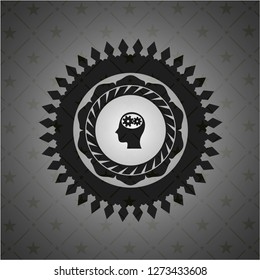 head with gears inside icon inside retro style black emblem