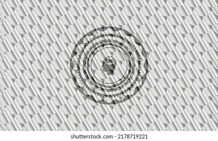 con un icono dentro de los engranajes dentro de la placa de plata o emblema. Patrón de escalas. Ilustración vectorial. Detallado. 