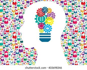 Head gears lamp creative icon, design in illustration vector