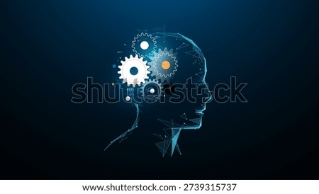 Head with gears on it. Innovation technology concept. IA Futuristic technology