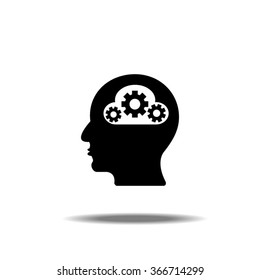 Head With Gears Single Icon