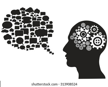 head gears with speech bubble