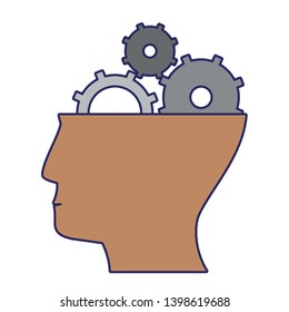 head with gears symbol isolated