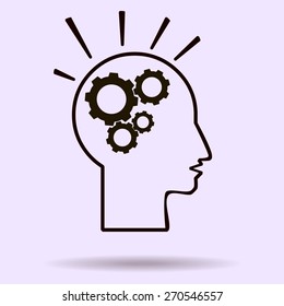 head and  gears  vector icon