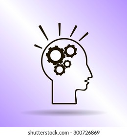 head and  gears  vector icon
