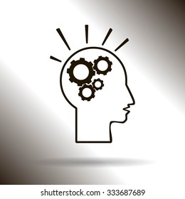 head and  gears  vector icon