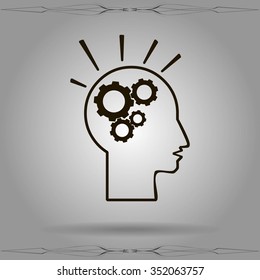 head and  gears  vector icon