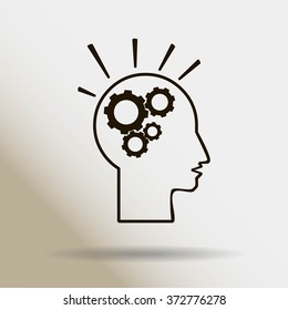 head and  gears  vector icon