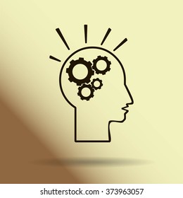 head and  gears  vector icon