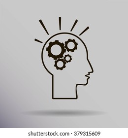 head and gears vector icon