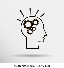 head and  gears  vector icon