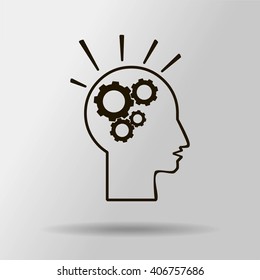 head and  gears  vector icon