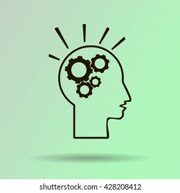 head and  gears  vector icon