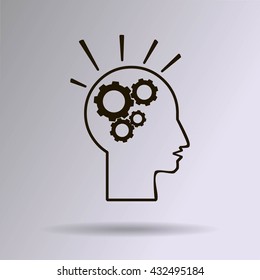 head and  gears  vector icon