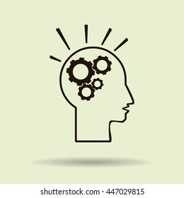 head and  gears  vector icon