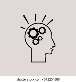 head and  gears  vector icon