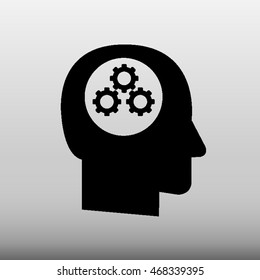 Head With Gears Vector Icon Illustration