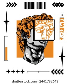 head geek statue  with brutalism style design poster