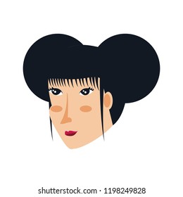 head of geisha woman avatar character