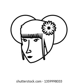 head of geisha woman avatar character