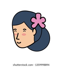 head of geisha woman avatar character